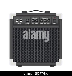 combiné guitare isolé sur fond blanc Illustration de Vecteur