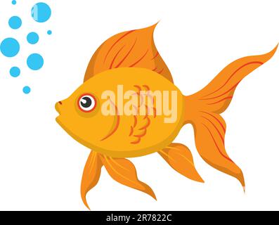 Un joli poisson rouge isolé sur un fond blanc. Aucun dégradé ni transparent dans cette illustration vectorielle. Illustration de Vecteur