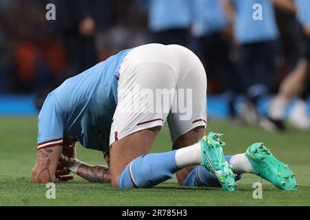 Istanbul, Turquie, 10th juin 2023. Kyle Walker, de Manchester City, réagit après la victoire de 1-0 au match de la Ligue des champions de l'UEFA au stade olympique Ataturk, à Istanbul. Le crédit photo devrait se lire: Jonathan Moscrop / Sportimage Banque D'Images