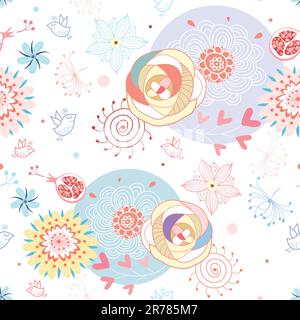 motif fleuri multicolore sans couture sur fond blanc Illustration de Vecteur