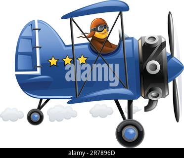 avion bleu avec illustration vecteur pilote isolée sur fond blanc Illustration de Vecteur