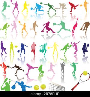 Silhouettes de joueur de tennis Illustration de Vecteur
