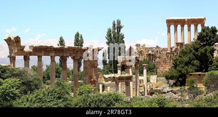 Baalbek, Liban : les célèbres ruines romaines de la vallée de la beqaa au Liban. Banque D'Images