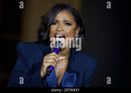 Washington, États-Unis. 13th juin 2023. LA chanteuse AMÉRICAINE Jennifer Hudson se produit lors d'un dix-septième concert sur la pelouse sud de la Maison Blanche sur 13 juin 2023 à Washington, DC la dix-septième fête l'émancipation des Afro-Américains asservissement sur 19 juin et a été déclarée fête fédérale en 2021 par le président Joe Biden. (Photo de Samuel Corum/Sipa USA) crédit: UPI/Alay Live News Banque D'Images