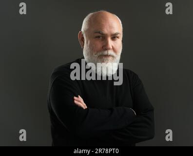 Grand-père, grand-père Homme, 60 ans homme. Portrait de personne âgée, âgée, mature Senior en gros plan. Banque D'Images