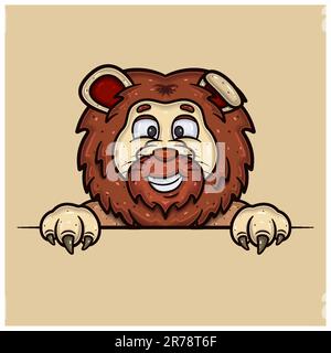 Happy face expression avec Lion Cartoon. Vecteur et illustration Illustration de Vecteur