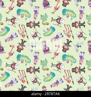 Motif Alice in Wonderland sans coutures Illustration de Vecteur