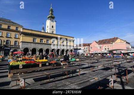 Marché de Dolac. Zagreb, Croatie Banque D'Images