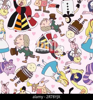 Motif Alice in Wonderland sans coutures Illustration de Vecteur