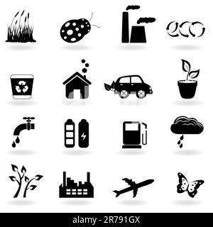 Symboles ECO dans le jeu d'icônes Illustration de Vecteur