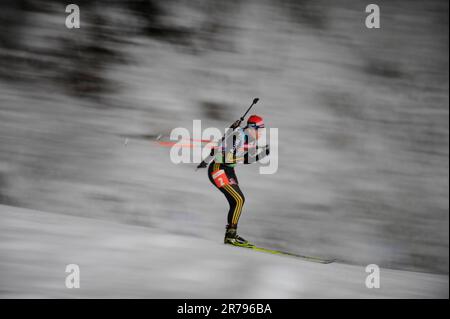 Magdalena NEUNER Aktion Biathlon, 4x6km Staffel der Frauen 15,1.2010. Banque D'Images