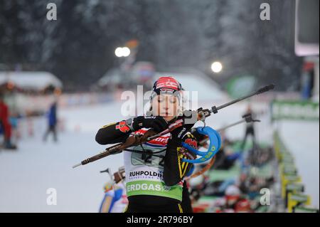 Magdalena NEUNER, Aktion Biathlon, 4x6km Staffel der Frauen 15,1.2010. Banque D'Images