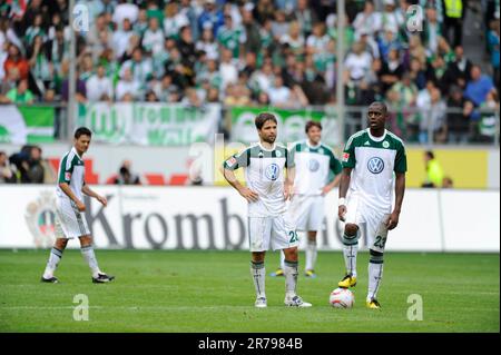 Diego und Grafite (23) Fußball Bundesliga VFL Wolfsburg - FSV Mainz 05 3:4, 28,8.2010. Banque D'Images