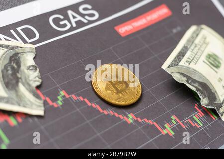 bitcoin argent or couper la perte et de prendre le bénéfice 3D rendu inclure graphique investissement de marché boursier concept de profit arrière-plan isolé pour l'illustration Banque D'Images