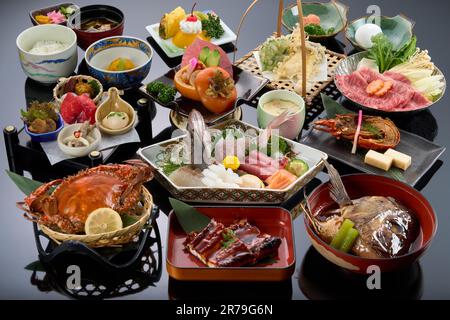 Cuisine japonaise kaiseki de haut niveau Banque D'Images
