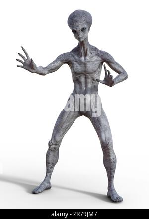 Humanoid étranger avec photo réaliste texture de peau très détaillée, 3D illustration Banque D'Images