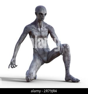 Humanoid étranger avec photo réaliste texture de peau très détaillée, 3D illustration Banque D'Images