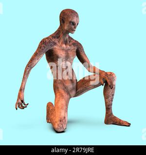 Humanoid étranger avec photo réaliste texture de peau très détaillée, 3D illustration Banque D'Images