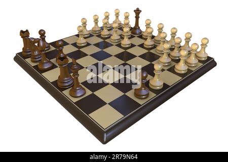 Variante Horde d'échecs, une variante asymétrique d'échecs avec un côté ayant des pièces standard, et l'autre côté ayant 36 pions. L'illustration 3D montre Banque D'Images