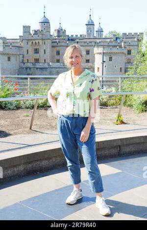 Mel Giedroyc lors d'un appel photo à la Tour de Londres pour les joyaux de la Couronne, une nouvelle comédie du West End. Date de la photo: Mercredi 14 juin 2023. Banque D'Images