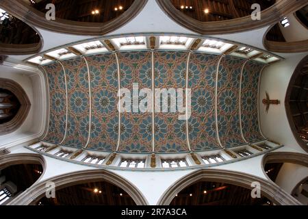 Plafond à motif Nave de St Mary The Virgin, Chelmsford Cathedral, Essex, Royaume-Uni. Banque D'Images