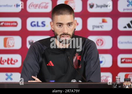 Tubize, Belgique. 14th juin 2023. Yannick Carrasco de Belgique photographié lors d'une conférence de presse de l'équipe nationale belge de football Red Devils, mercredi 14 juin 2023, au siège de la Royal Belgian football Association RBFA à Tubize, en préparation des matchs contre l'Autriche et l'Estonie plus tard ce mois-ci. BELGA PHOTO BRUNO FAHY crédit: Belga News Agency/Alay Live News Banque D'Images