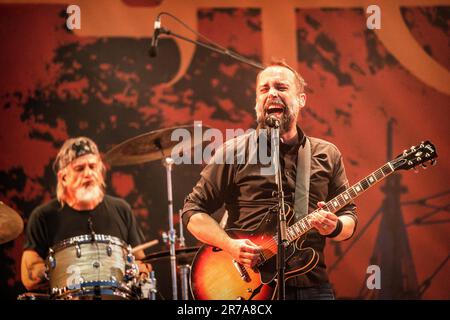 Solvesborg, Suède. 07th, juin 2023. Le groupe de rock américain Clutch joue un concert en direct pendant le festival de musique suédois Sweden Rock Festival 2023 à Solvesborg. Ici, le chanteur Neil Fallon est vu en direct sur scène. (Crédit photo: Gonzales photo - Terje Dokken). Banque D'Images