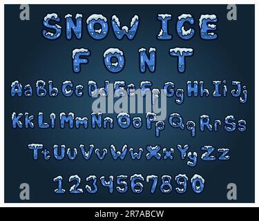 Alphabet latin fait de Snow Ice font Cartoon. Lettres anglaises de A à Z. police vectorielle pour étiquette, carte de vœux, lettrage et logo. Vecteurs et Illus Illustration de Vecteur