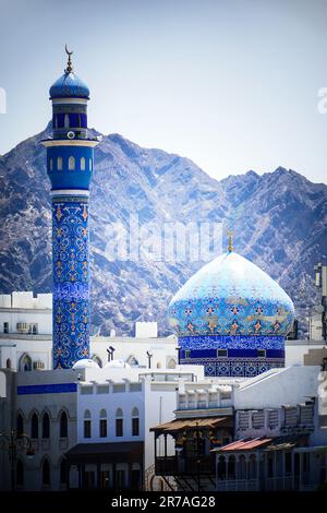 Belle mosquée dans le vieux quartier Muscat, Oman Banque D'Images