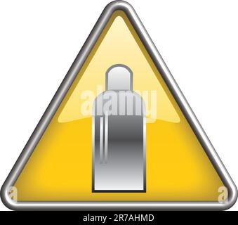 Symbole/icône de danger de bouteille de gaz dans un triangle jaune 3D Illustration de Vecteur