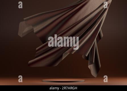 3D podium d'affichage, fond marron avec socle marron Banque D'Images