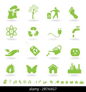 Icône écologique définie en vert Illustration de Vecteur