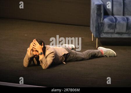 BMCC Theatre, 199 Chambers St, Manhattan, NY 10007, États-Unis. En rejoignant l'hôte Rosie Perez, l'auteur-compositeur et acteur de Broadway Lin-Manuel Miranda, apparaît sur scène au Tribeca film Festival 2023, pour une discussion sincère sur les conteurs. Crédit : ©Julia Mineeva/EGBN TV News/Alay Live News Banque D'Images