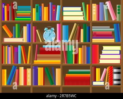 bibliothèque en bois vecteur, illustration d'art abstrait Illustration de Vecteur