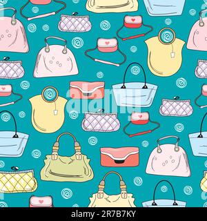 motif sans couture de sacs de couleur sur fond bleu vif Illustration de Vecteur