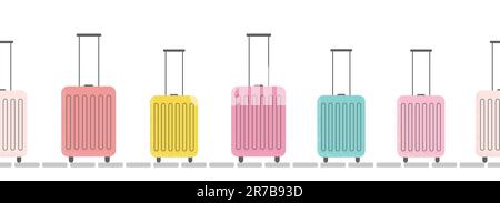 Bagages éclatants sur la zone de retrait des bagages. Bordure vectorielle transparente. Illustration de Vecteur