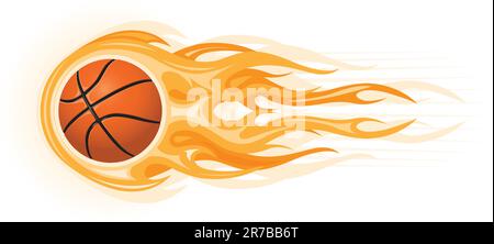 Ballon de basket-ball en flamme isolée sur le blanc Illustration de Vecteur