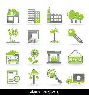 L'immobilier et de la construction - icônes Vector Icon Set Illustration de Vecteur