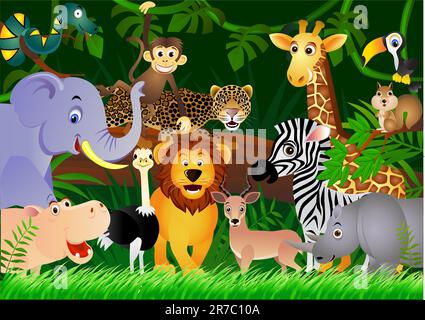 illustration vectorielle de l'animal dans la jungle Illustration de Vecteur