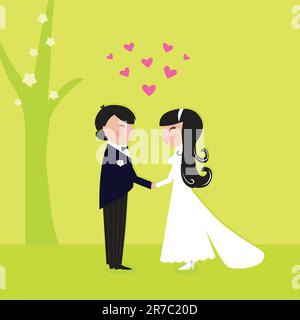 Mariée de mariage et marié. Illustration vectorielle. Illustration de Vecteur