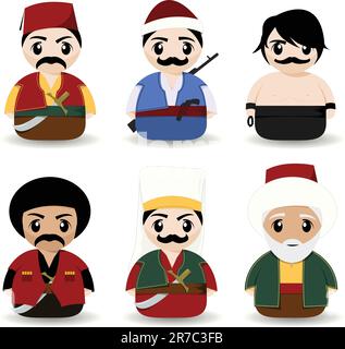 ensemble vectoriel de dessins animés traditionnels turcs Illustration de Vecteur