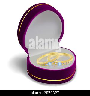 Illustration de bague de fiançailles avec fort sur fond blanc Illustration de Vecteur