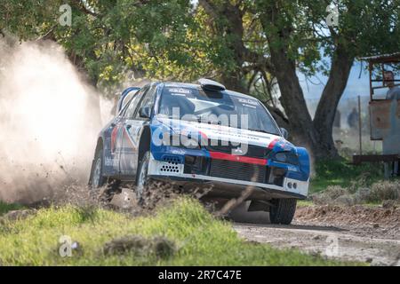 Anogyra, Chypre - 29 janvier 2023: Mitsubishi lancer Evo VII Anogyra Rally Sprint 2023 Banque D'Images