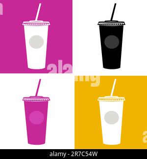 Tasses en plastique de style pop art. Illustration vectorielle. Illustration de Vecteur