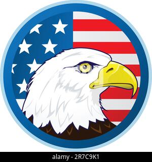 Tête d'aigle à tête blanche devant le drapeau américain Illustration de Vecteur