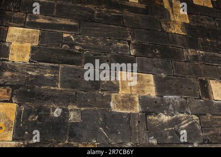 vieux mur en pierre de près. texture d'arrière-plan Banque D'Images