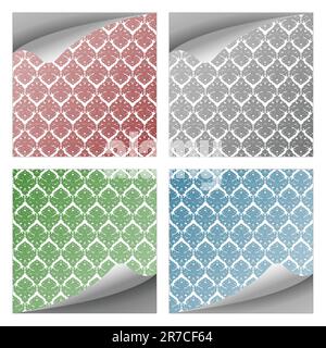 Papier frisé damassé collection notes sur fond blanc, abstract vector art illustration Illustration de Vecteur