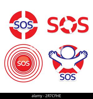 Définir signe sos - le signal de détresse international. Illustration de Vecteur