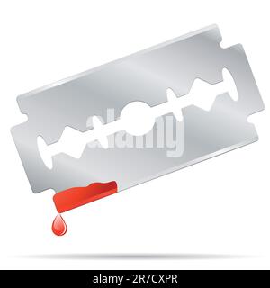 lame de rasoir avec goutte de sang Illustration de Vecteur