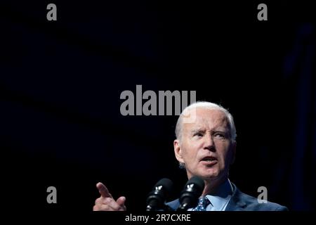 Washington, États-Unis. 14th juin 2023. Le président Joe Biden s'exprime lors du dîner annuel des électeurs de la Ligue pour la conservation à l'hymne de Washington, DC mercredi, 14 juin 2023. Photo de Bonnie Cash/Pool/ABACAPRESS.COM crédit: Abaca Press/Alay Live News Banque D'Images